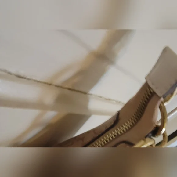 Nanette Lepore Monogram Shoulder Bag – Tan/Beige with Gold Chain Detail - Picture 6 of 16